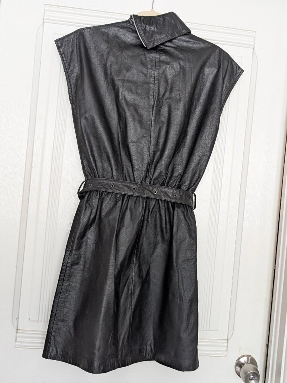 Vintage Berman's New Wave Punk Genuine Leather Zipper Dress - Picture 6 of 10